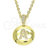 Oro Laminado Fancy Pendant, Gold Filled Style Initials Design, with White Cubic Zirconia, Polished, Golden Finish, 05.341.0001