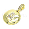 Oro Laminado Fancy Pendant, Gold Filled Style Initials Design, with White Cubic Zirconia, Polished, Golden Finish, 05.341.0001