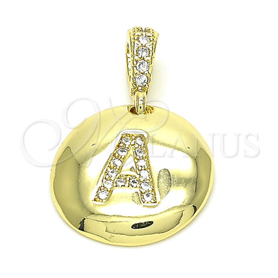 Oro Laminado Fancy Pendant, Gold Filled Style Initials Design, with White Cubic Zirconia, Polished, Golden Finish, 05.341.0001