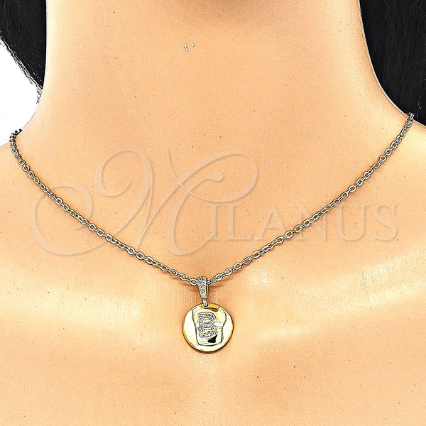 Gold Filled Pendant — Fancy Pendant Initials Design with White Cubic Zirconia — alternate product view — SKU 131787 | Oro Laminado dije — elegante Pendant Initials diseño with blanco Cubic Zirconia — SKU 131787