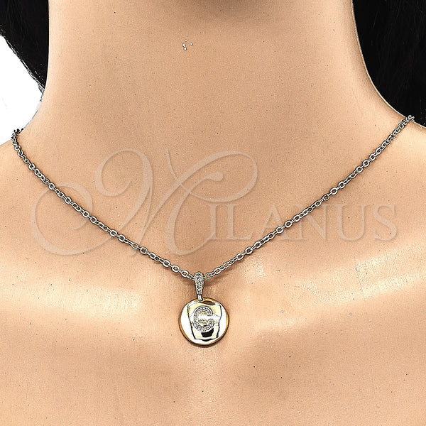Gold Filled Pendant — Fancy Pendant Initials Design with White Cubic Zirconia — alternate product view — SKU 131788 | Oro Laminado dije — elegante Pendant Initials diseño with blanco Cubic Zirconia — SKU 131788