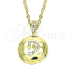 Oro Laminado Fancy Pendant, Gold Filled Style Initials Design, with White Cubic Zirconia, Polished, Golden Finish, 05.341.0004