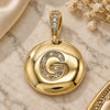 Oro Laminado Fancy Pendant, Gold Filled Style Initials Design, with White Cubic Zirconia, Polished, Golden Finish, 05.341.0007