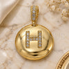 Oro Laminado Fancy Pendant, Gold Filled Style Initials Design, with White Cubic Zirconia, Polished, Golden Finish, 05.341.0008