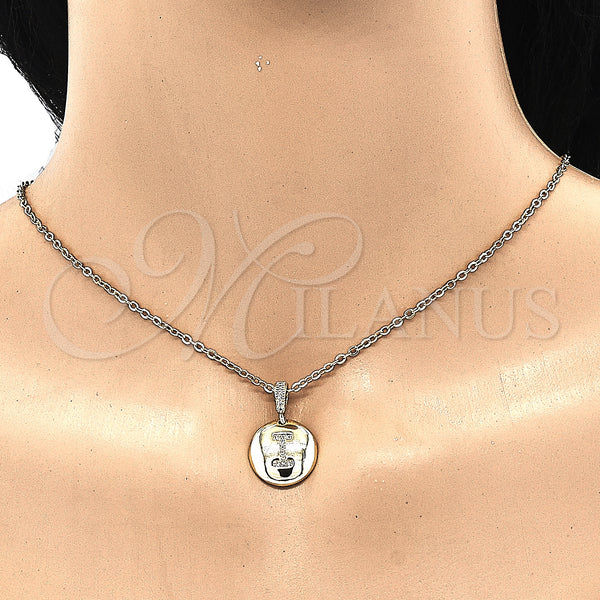 Gold Filled Pendant — Fancy Pendant Initials Design with White Cubic Zirconia — alternate product view — SKU 131794 | Oro Laminado dije — elegante Pendant Initials diseño with blanco Cubic Zirconia — SKU 131794