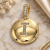 Oro Laminado Fancy Pendant, Gold Filled Style Initials Design, with White Cubic Zirconia, Polished, Golden Finish, 05.341.0009