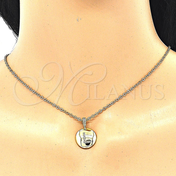 Gold Filled Pendant — Fancy Pendant Initials Design with White Cubic Zirconia — alternate product view — SKU 131795 | Oro Laminado dije — elegante Pendant Initials diseño with blanco Cubic Zirconia — SKU 131795