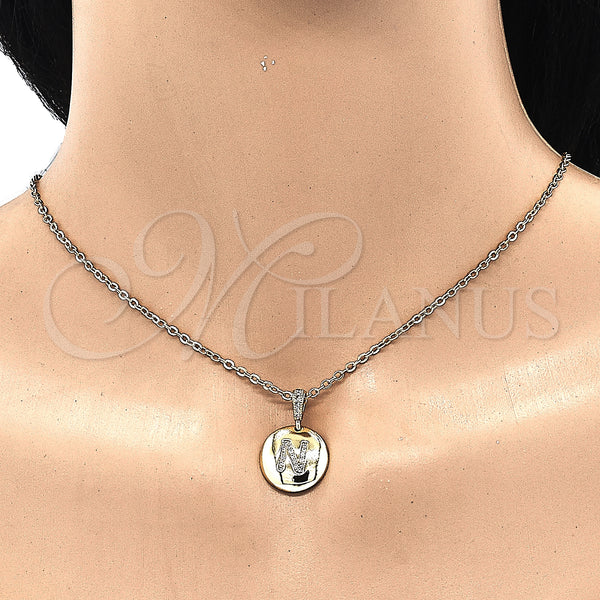 Gold Filled Pendant — Fancy Pendant Initials Design with White Cubic Zirconia — alternate product view — SKU 131796 | Oro Laminado dije — elegante Pendant Initials diseño with blanco Cubic Zirconia — SKU 131796