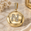Oro Laminado Fancy Pendant, Gold Filled Style Initials Design, with White Cubic Zirconia, Polished, Golden Finish, 05.341.0011