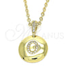 Oro Laminado Fancy Pendant, Gold Filled Style Initials Design, with White Cubic Zirconia, Polished, Golden Finish, 05.341.0012