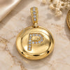 Oro Laminado Fancy Pendant, Gold Filled Style Initials Design, with White Cubic Zirconia, Polished, Golden Finish, 05.341.0013