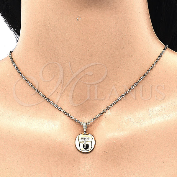 Gold Filled Pendant — Fancy Pendant Initials Design with White Cubic Zirconia — alternate product view — SKU 131799 | Oro Laminado dije — elegante Pendant Initials diseño with blanco Cubic Zirconia — SKU 131799