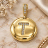 Oro Laminado Fancy Pendant, Gold Filled Style Initials Design, with White Cubic Zirconia, Polished, Golden Finish, 05.341.0014