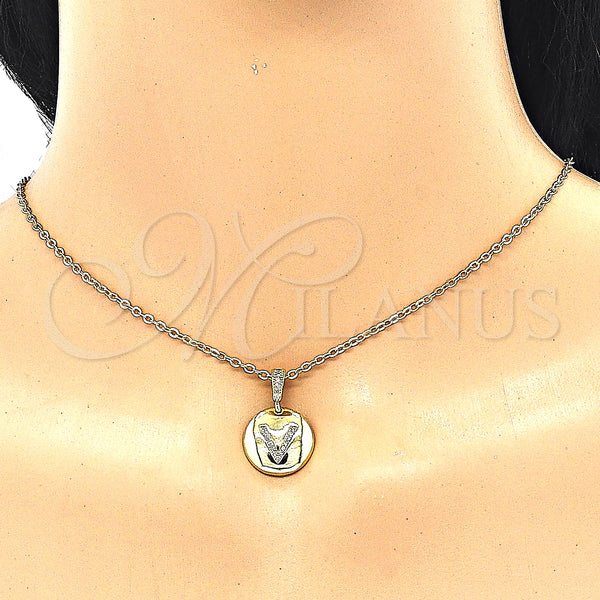 Gold Filled Pendant — Fancy Pendant Initials Design with White Cubic Zirconia — alternate product view — SKU 131800 | Oro Laminado dije — elegante Pendant Initials diseño with blanco Cubic Zirconia — SKU 131800