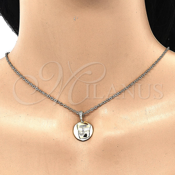 Gold Filled Pendant — Fancy Pendant Initials Design with White Cubic Zirconia — alternate product view — SKU 131801 | Oro Laminado dije — elegante Pendant Initials diseño with blanco Cubic Zirconia — SKU 131801