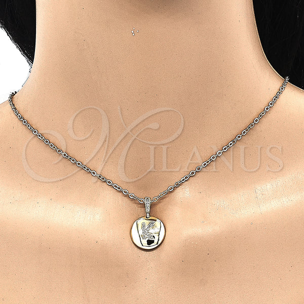 Gold Filled Pendant — Fancy Pendant Initials Design with White Cubic Zirconia — alternate product view — SKU 131802 | Oro Laminado dije — elegante Pendant Initials diseño with blanco Cubic Zirconia — SKU 131802