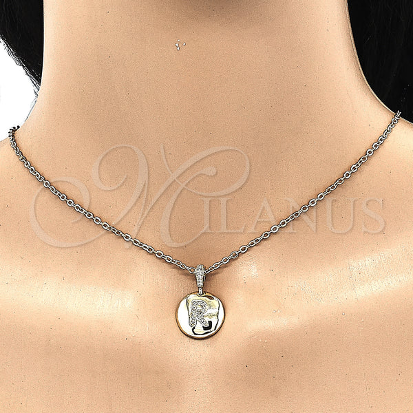 Gold Filled Pendant — Fancy Pendant Initials Design with White Cubic Zirconia — alternate product view — SKU 131803 | Oro Laminado dije — elegante Pendant Initials diseño with blanco Cubic Zirconia — SKU 131803