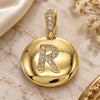Oro Laminado Fancy Pendant, Gold Filled Style Initials Design, with White Cubic Zirconia, Polished, Golden Finish, 05.341.0018