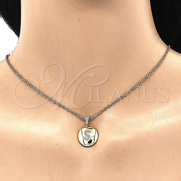 Gold Filled Pendant — Fancy Pendant Initials Design with White Cubic Zirconia — alternate product view — SKU 131804 | Oro Laminado dije — elegante Pendant Initials diseño with blanco Cubic Zirconia — SKU 131804