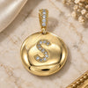 Oro Laminado Fancy Pendant, Gold Filled Style Initials Design, with White Cubic Zirconia, Polished, Golden Finish, 05.341.0019