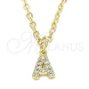 Oro Laminado Fancy Pendant, Gold Filled Style Initials Design, with White Cubic Zirconia, Polished, Golden Finish, 05.341.0021