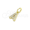 Oro Laminado Fancy Pendant, Gold Filled Style Initials Design, with White Cubic Zirconia, Polished, Golden Finish, 05.341.0021