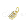 Oro Laminado Fancy Pendant, Gold Filled Style Initials Design, with White Cubic Zirconia, Polished, Golden Finish, 05.341.0022