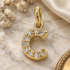 Oro Laminado Fancy Pendant, Gold Filled Style Initials Design, with White Cubic Zirconia, Polished, Golden Finish, 05.341.0023