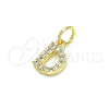 Oro Laminado Fancy Pendant, Gold Filled Style Initials Design, with White Cubic Zirconia, Polished, Golden Finish, 05.341.0024