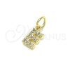 Oro Laminado Fancy Pendant, Gold Filled Style Initials Design, with White Cubic Zirconia, Polished, Golden Finish, 05.341.0025
