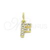 Oro Laminado Fancy Pendant, Gold Filled Style Initials Design, with White Cubic Zirconia, Polished, Golden Finish, 05.341.0026