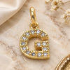 Oro Laminado Fancy Pendant, Gold Filled Style Initials Design, with White Cubic Zirconia, Polished, Golden Finish, 05.341.0027
