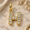 Oro Laminado Fancy Pendant, Gold Filled Style Initials Design, with White Cubic Zirconia, Polished, Golden Finish, 05.341.0028