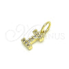 Oro Laminado Fancy Pendant, Gold Filled Style Initials Design, with White Cubic Zirconia, Polished, Golden Finish, 05.341.0029