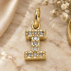 Oro Laminado Fancy Pendant, Gold Filled Style Initials Design, with White Cubic Zirconia, Polished, Golden Finish, 05.341.0029