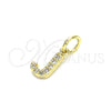 Oro Laminado Fancy Pendant, Gold Filled Style Initials Design, with White Cubic Zirconia, Polished, Golden Finish, 05.341.0030