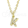 Oro Laminado Fancy Pendant, Gold Filled Style Initials Design, with White Cubic Zirconia, Polished, Golden Finish, 05.341.0031