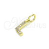 Oro Laminado Fancy Pendant, Gold Filled Style Initials Design, with White Cubic Zirconia, Polished, Golden Finish, 05.341.0032