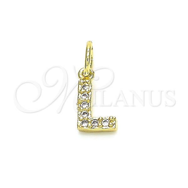 Oro Laminado Fancy Pendant, Gold Filled Style Initials Design, with White Cubic Zirconia, Polished, Golden Finish, 05.341.0032
