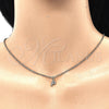 Oro Laminado Fancy Pendant, Gold Filled Style Initials Design, with White Cubic Zirconia, Polished, Golden Finish, 05.341.0034