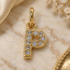 Oro Laminado Fancy Pendant, Gold Filled Style Initials Design, with White Cubic Zirconia, Polished, Golden Finish, 05.341.0034
