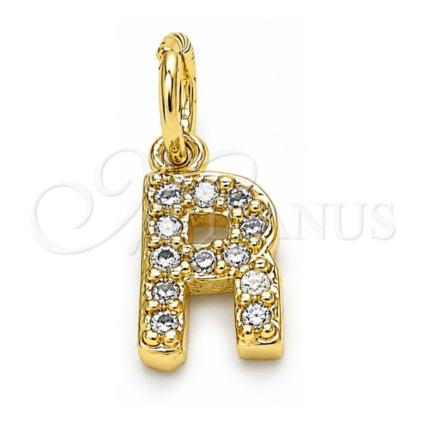 Oro Laminado Fancy Pendant, Gold Filled Style Initials Design, with White Cubic Zirconia, Polished, Golden Finish, 05.341.0035