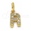Oro Laminado Fancy Pendant, Gold Filled Style Initials Design, with White Cubic Zirconia, Polished, Golden Finish, 05.341.0035