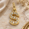 Oro Laminado Fancy Pendant, Gold Filled Style Initials Design, with White Cubic Zirconia, Polished, Golden Finish, 05.341.0036