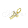 Oro Laminado Fancy Pendant, Gold Filled Style Initials Design, with White Cubic Zirconia, Polished, Golden Finish, 05.341.0037