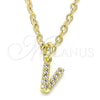Oro Laminado Fancy Pendant, Gold Filled Style Initials Design, with White Cubic Zirconia, Polished, Golden Finish, 05.341.0038