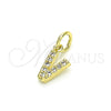 Oro Laminado Fancy Pendant, Gold Filled Style Initials Design, with White Cubic Zirconia, Polished, Golden Finish, 05.341.0038