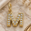 Oro Laminado Fancy Pendant, Gold Filled Style Initials and Mom Design, with White Cubic Zirconia, Polished, Golden Finish, 05.341.0039