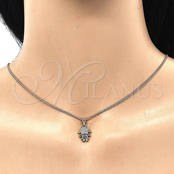 Gold Filled Necklace — Pendant Necklace Little Girl Design with Multicolor Cubic — alternate product view — SKU 131825 | Oro Laminado collar — Pendant Necklace Little Girl diseño with Multicolor Cubic — SKU 131825