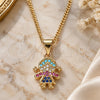 Oro Laminado Pendant Necklace, Gold Filled Style Little Girl Design, with Multicolor Cubic Zirconia, Polished, Golden Finish, 04.341.0016.20 (02 MM Thickness, 20 Inches Length)